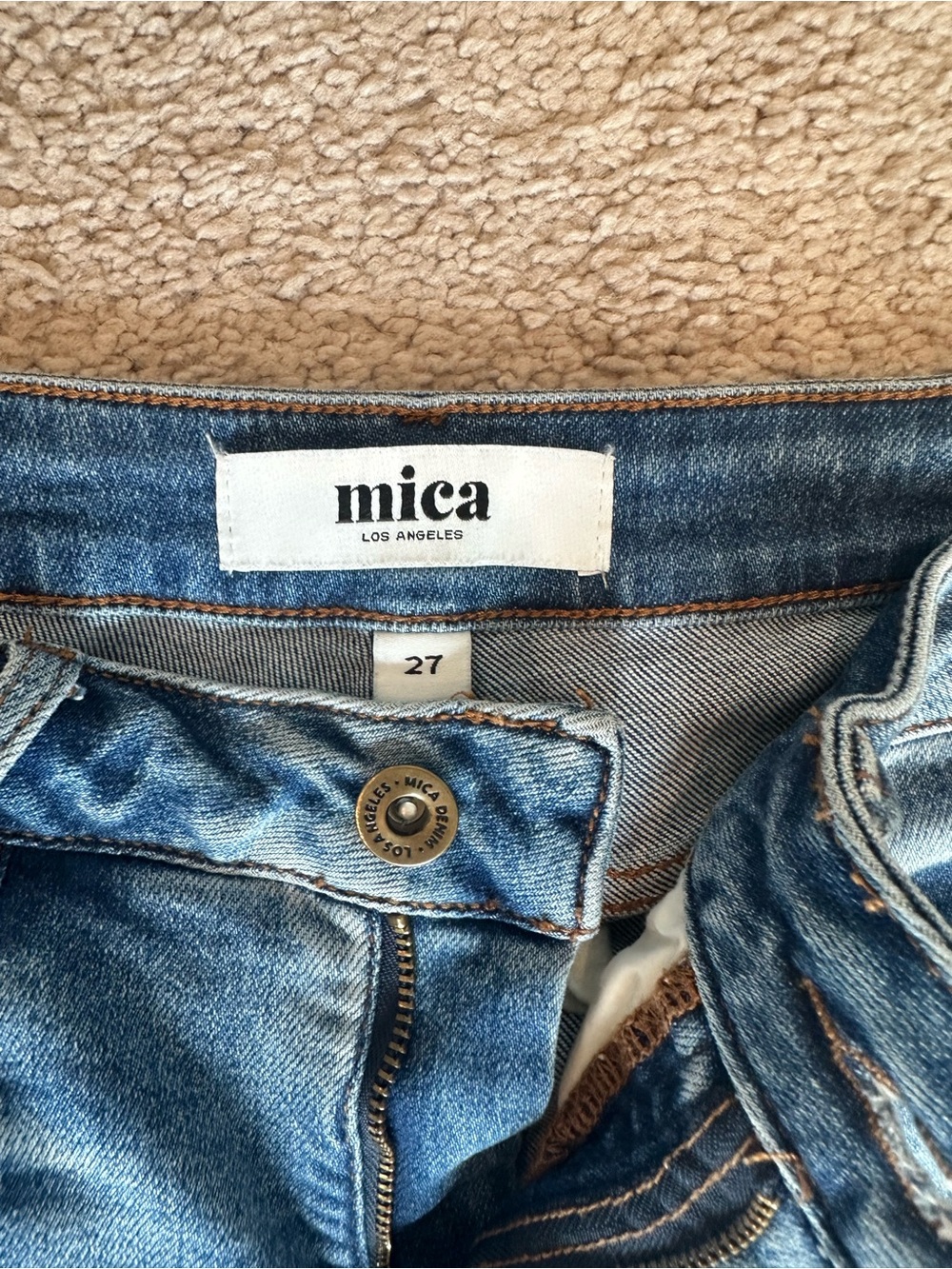 MICA Crop Wide Leg Distressed Women's Jeans - Blue 27 - Picture 2 of 4